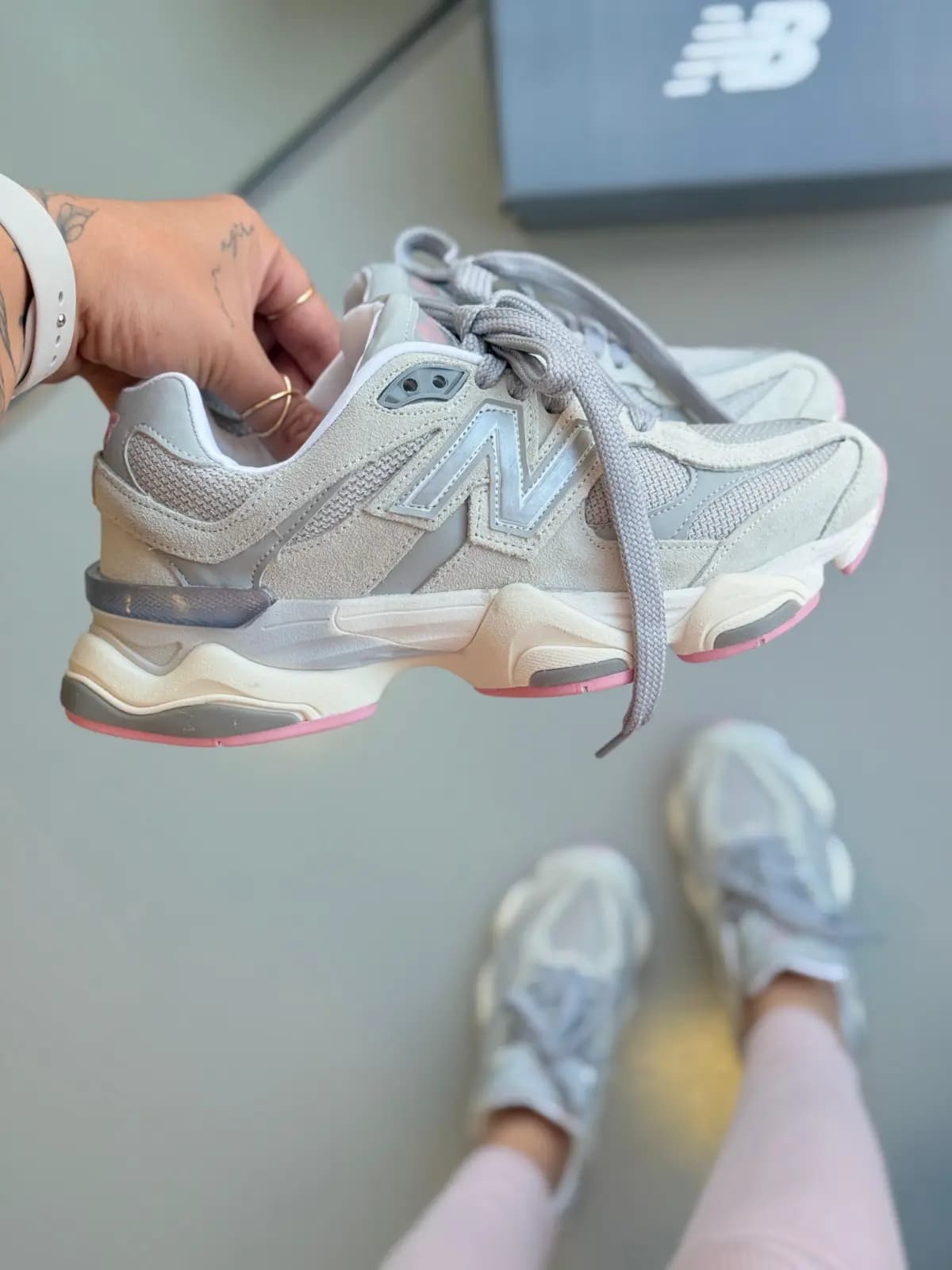 New Balance 9060 Cinza Danone Couro Legitimo Premium Nacional