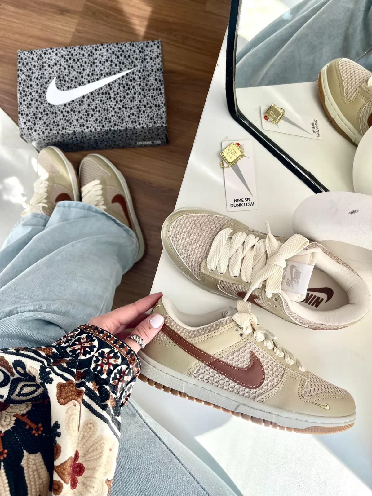 Nike Dunk SB Low Pro Tricot Bege Caramelo Luxo