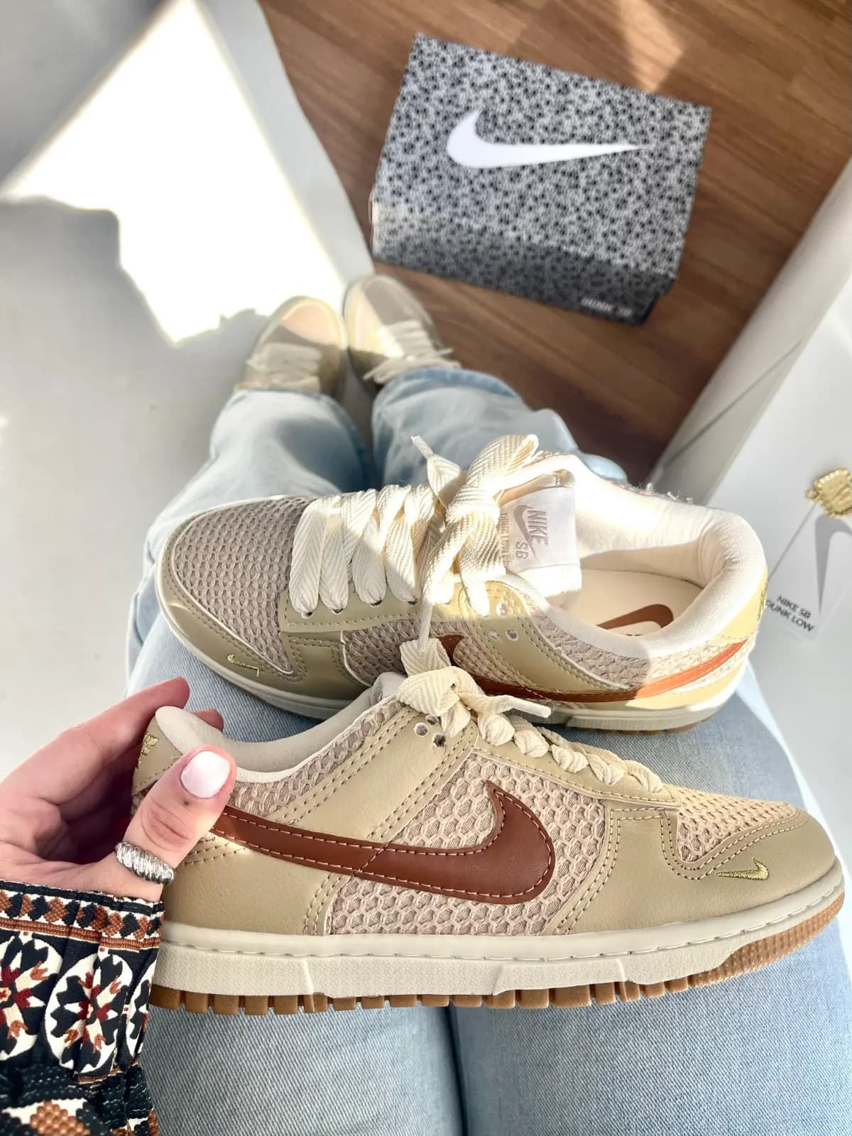 Nike Dunk SB Low Pro Tricot Bege Caramelo Luxo