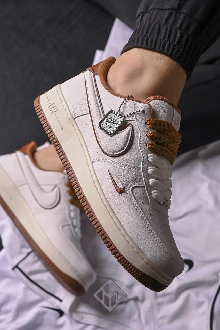 Nike Air Force Af1 Branco Caramelo Luxo