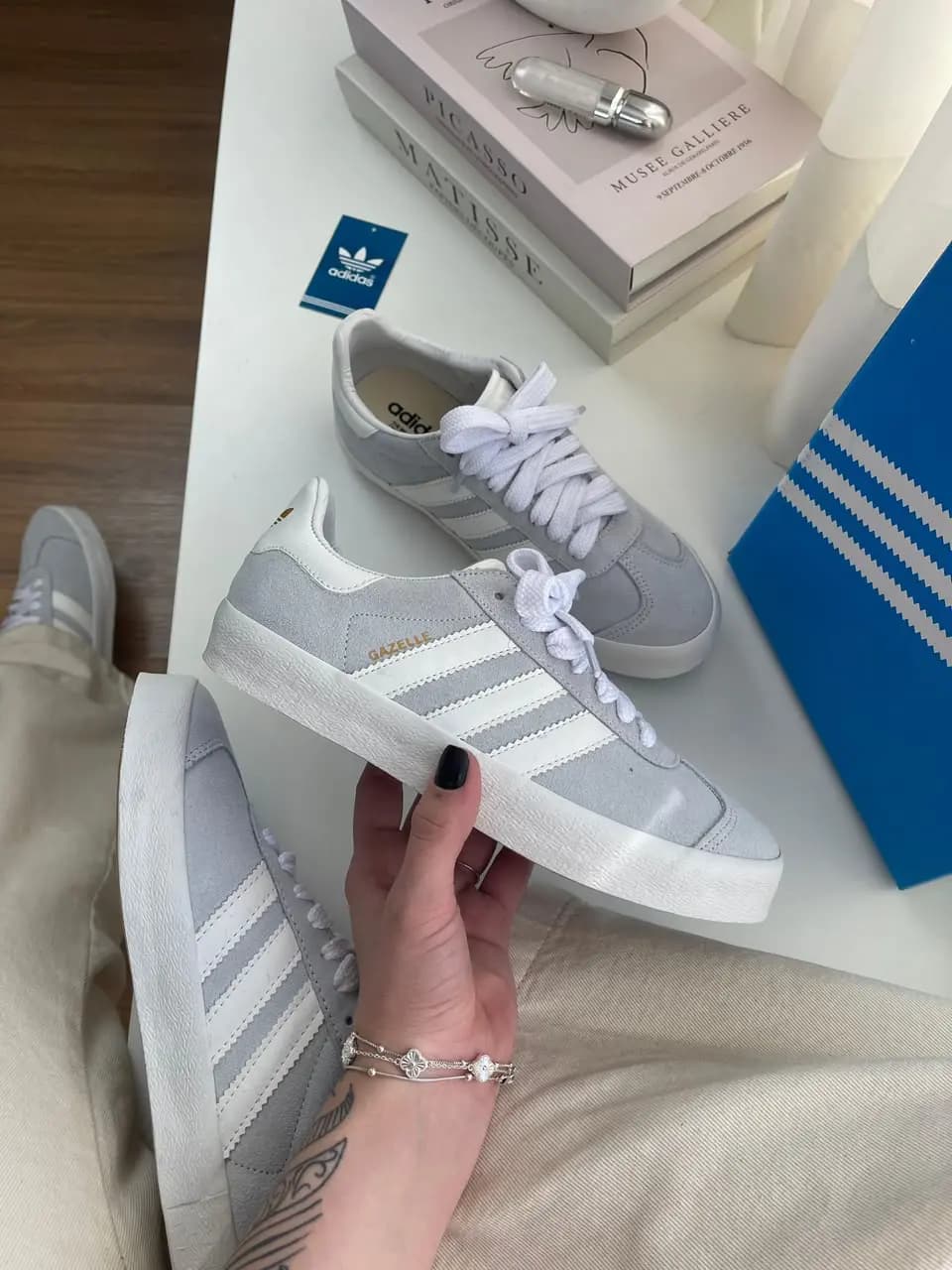 Adidas Gazelle Cinza Couro Premium Nacional
