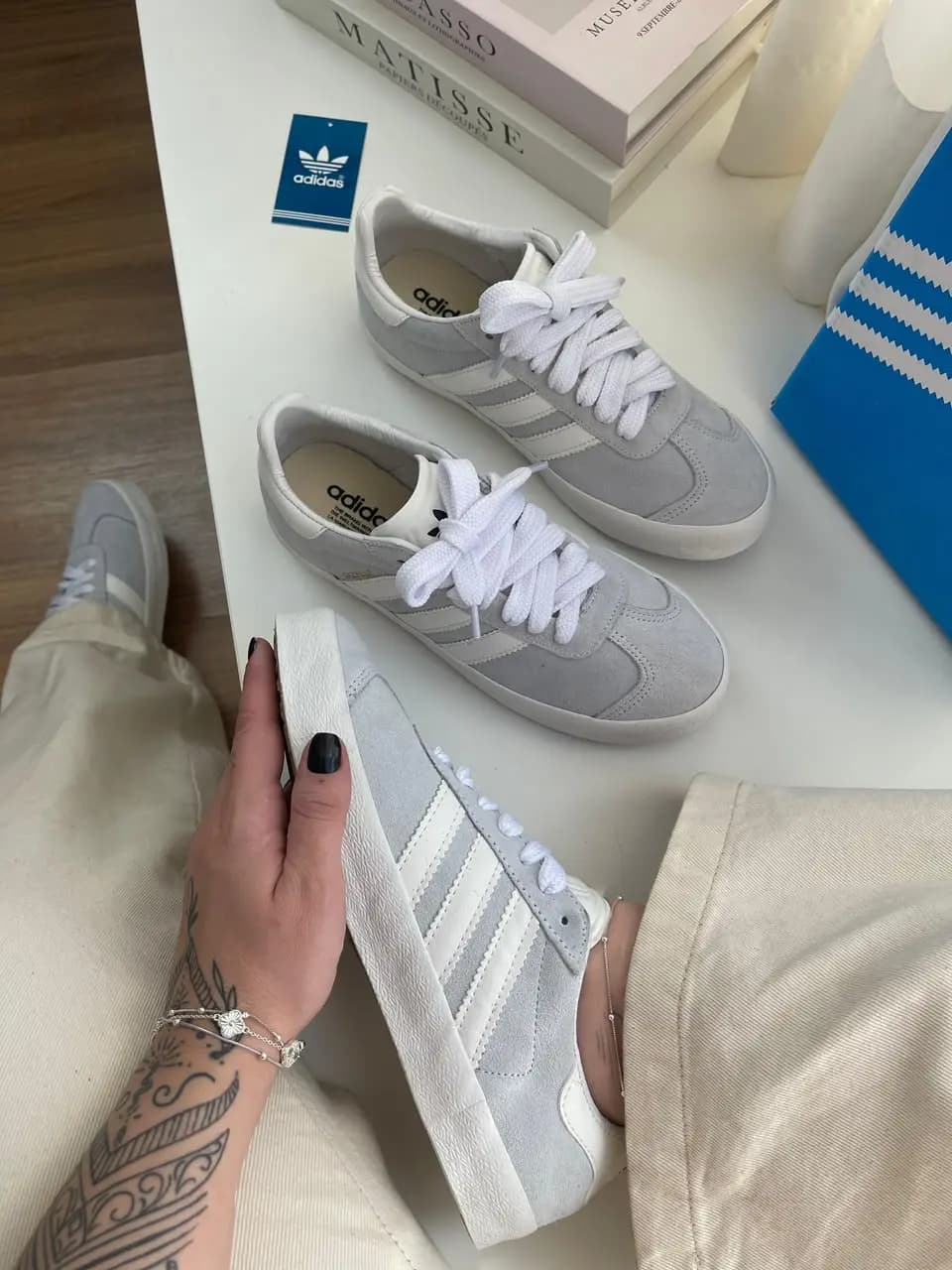 Adidas Gazelle Cinza Couro Premium Nacional