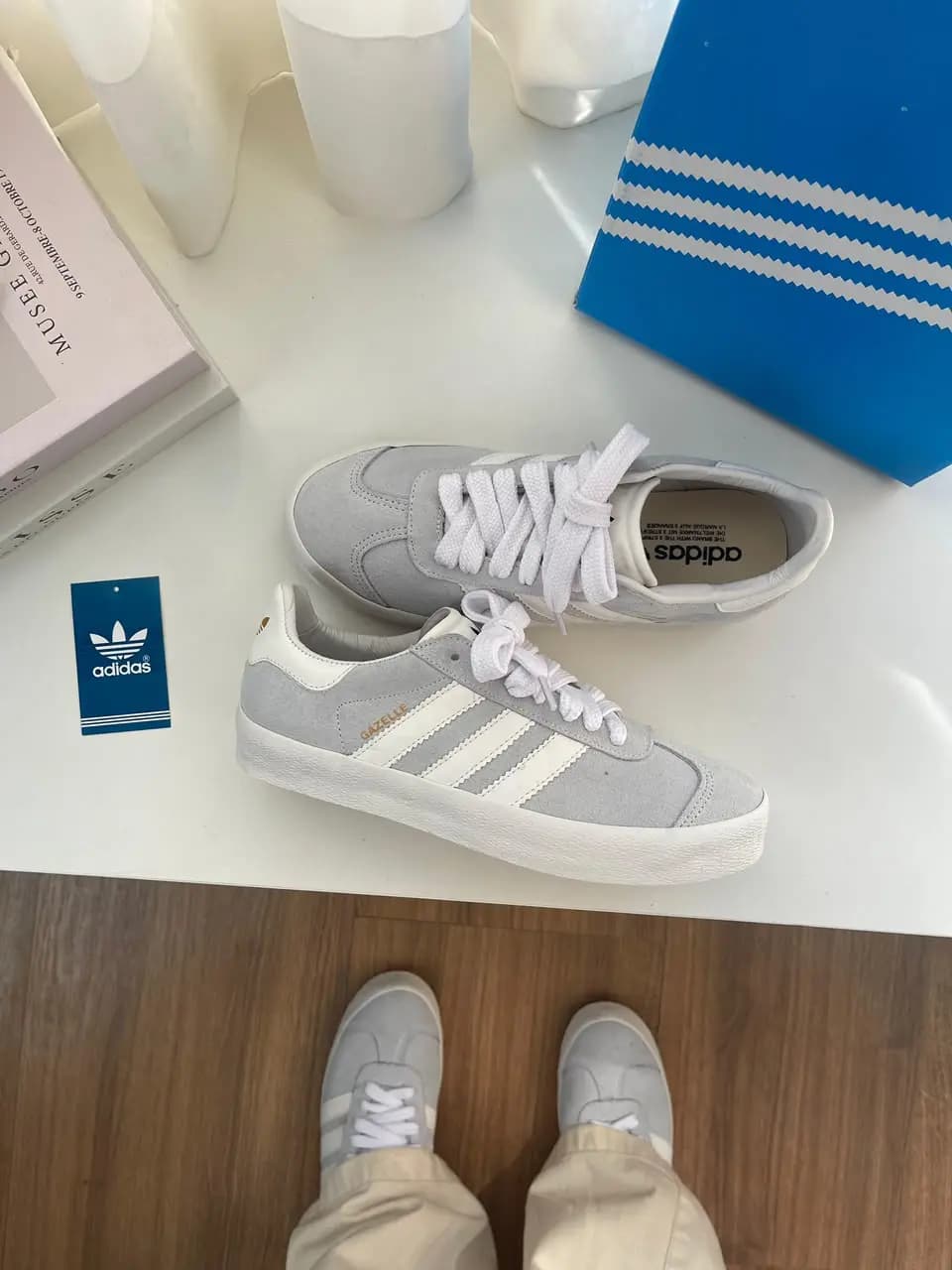 Adidas Gazelle Cinza Couro Premium Nacional
