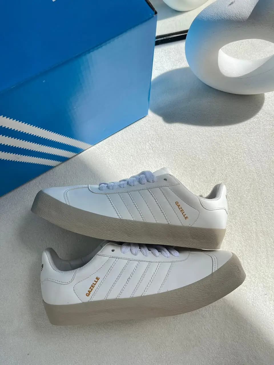 Adidas Gazelle Branco Couro Premium Nacional