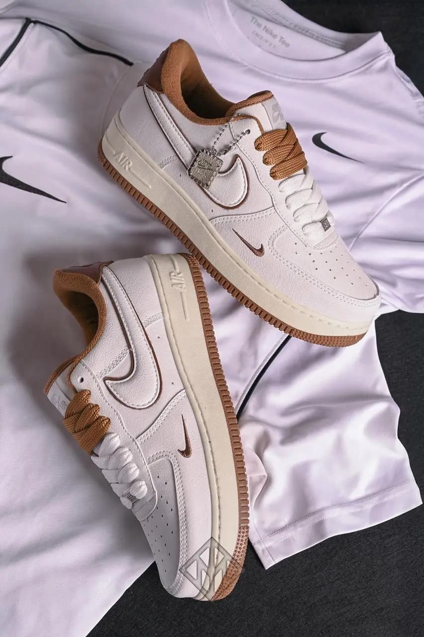 Nike Air Force Af1 Branco Caramelo Luxo